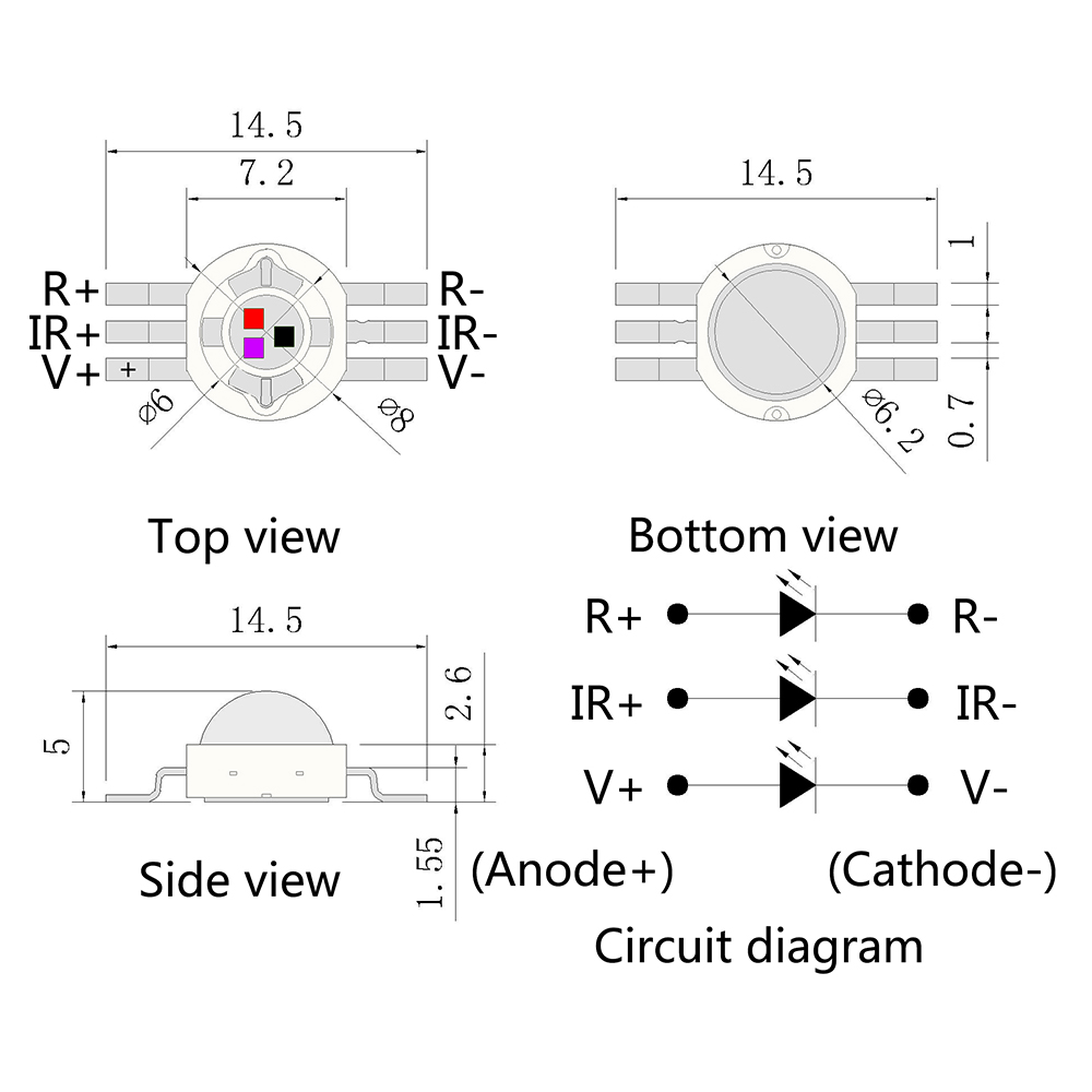 Imitado lúmen aquecimento médico led lâmpada grânulo 660nm + 850nm + 415nm combinação multi-banda lâmpada de beleza médica grânulo