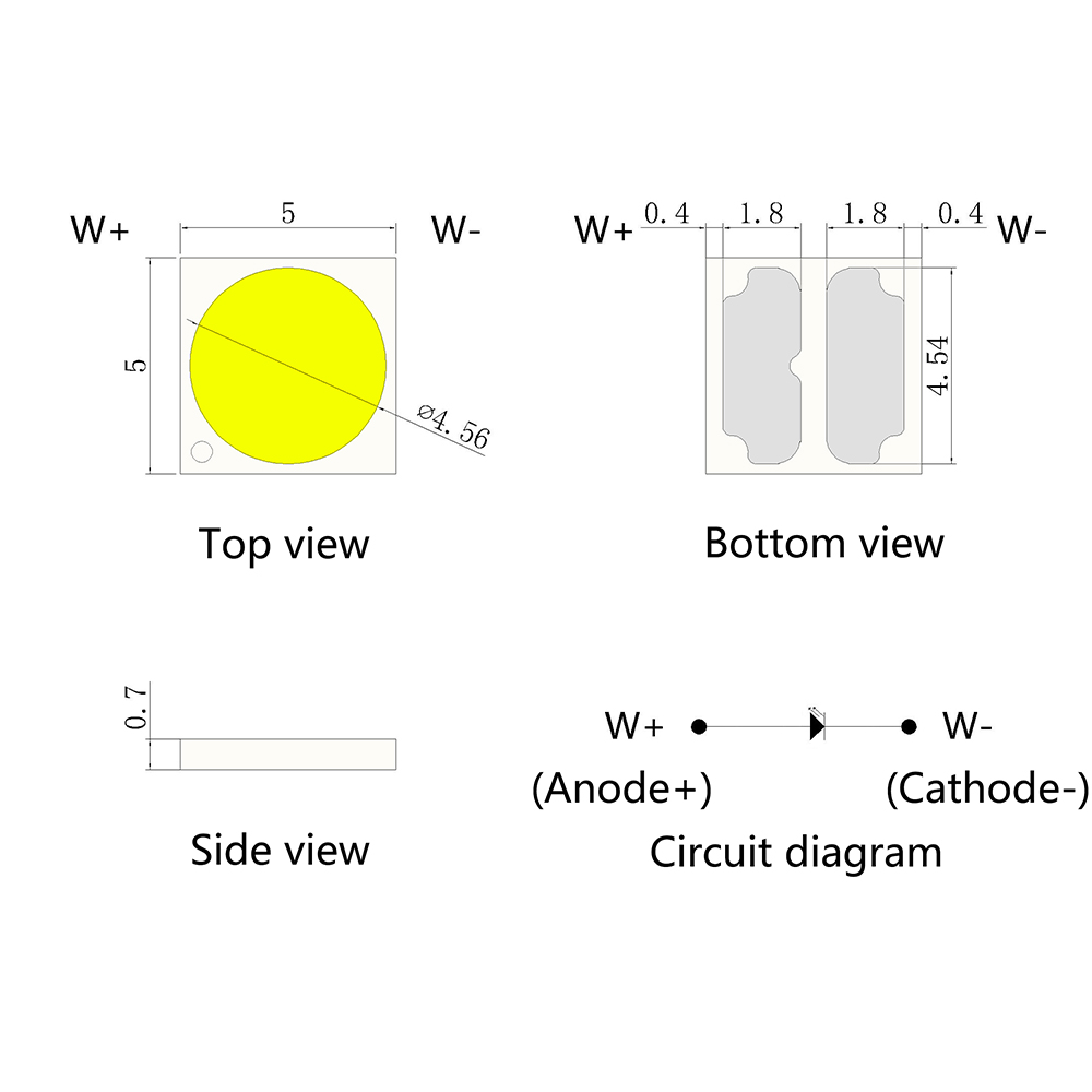 5050 EMC plano 3W smd branco led