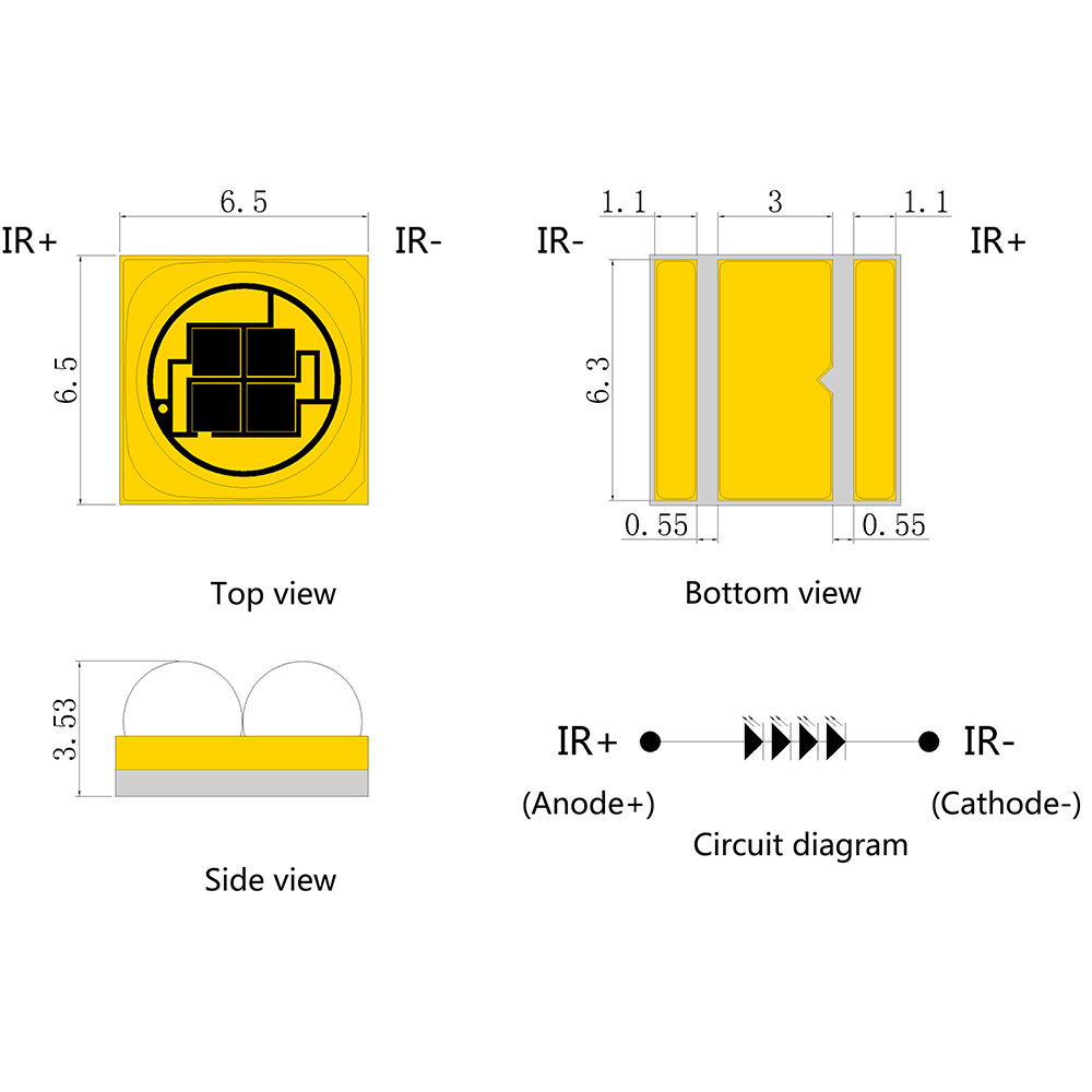 6565 laser vcsel fonte de luz infravermelha de alta potência de 30 graus/60 graus dedicada à terapia estética médica