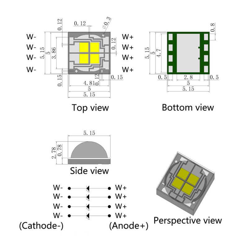 5050 Cerâmica SMD LED branco/branco quente