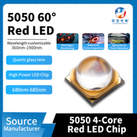 5050 lente de vidro de quartzo 60 ° 680-685nm inspeção visual industrial fonte de luz LED de alta potência
