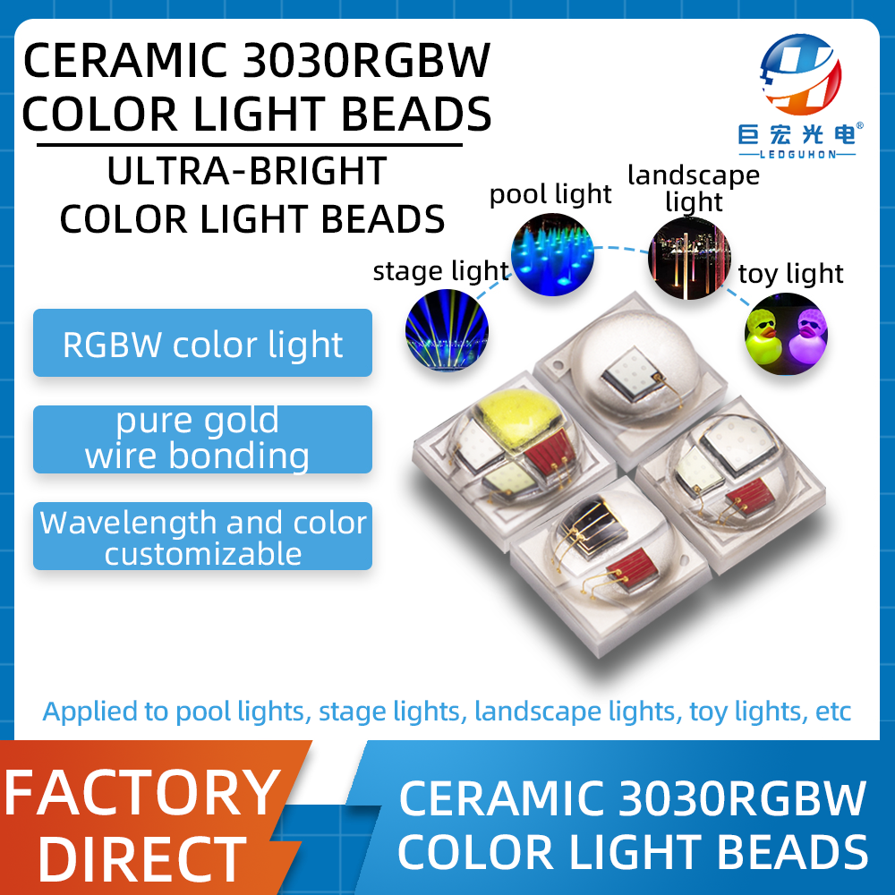 Fonte de luz LED de cor ultrabrilhante de cerâmica 3030 RGBW de alta potência