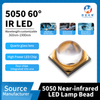 5050 LED infravermelho de alta potência quartzo 60 ° lente 705-1150nm identificação e detecção fonte de luz infravermelha IR
